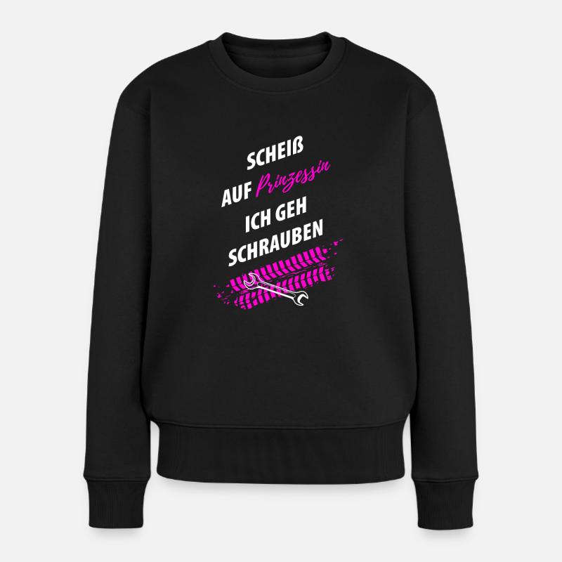 Tuning Tuner Schrauber girl - Frauen Premium Bio Pullover - Schwarz