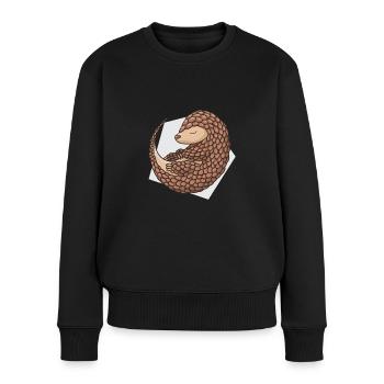 Pangolin verschlafenes Schuppentier süßes Tier - Frauen Premium Bio Pullover - Schwarz - Vorne - Julia (174cm)