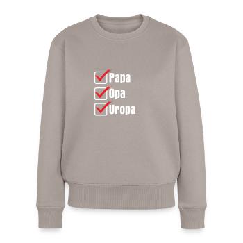 Uropa Vatertag - Frauen Premium Bio Pullover - Taupe - Vorne - Julia (174cm)