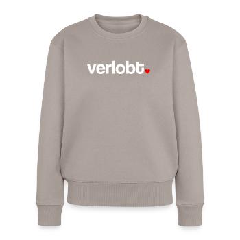 Verlobt Beziehungsstatus Liebe - Frauen Premium Bio Pullover - Taupe - Vorne - Julia (174cm)