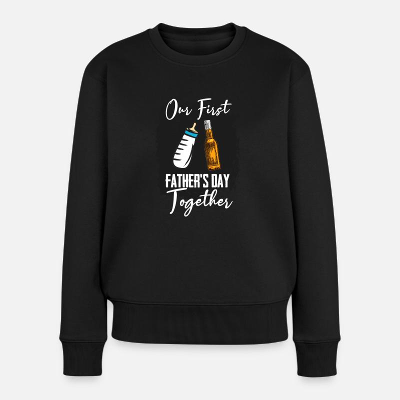 Erster Vatertag Vater Sohn - Frauen Premium Bio Pullover - Schwarz