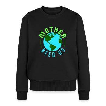 Klimawandel Umwelt Nachhaltig - Frauen Premium Bio Pullover - Schwarz - Vorne - Julia (174cm)