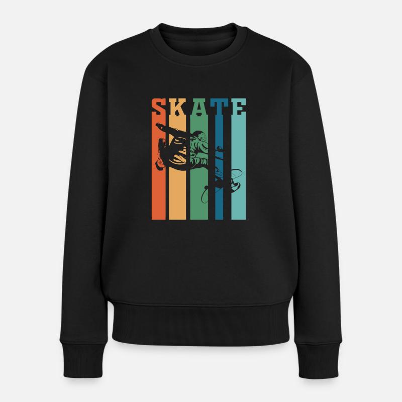 Skateboard Vintage Retro Design - Pull Premium bio Femme - noir