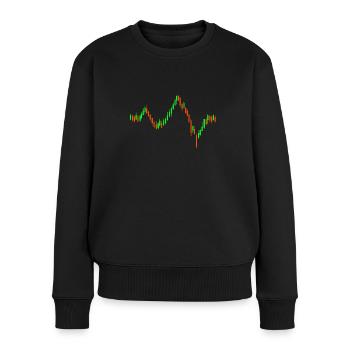Börse - Aktien - Herzschlag - Frauen Premium Bio Pullover - Schwarz - Vorne - Julia (174cm)
