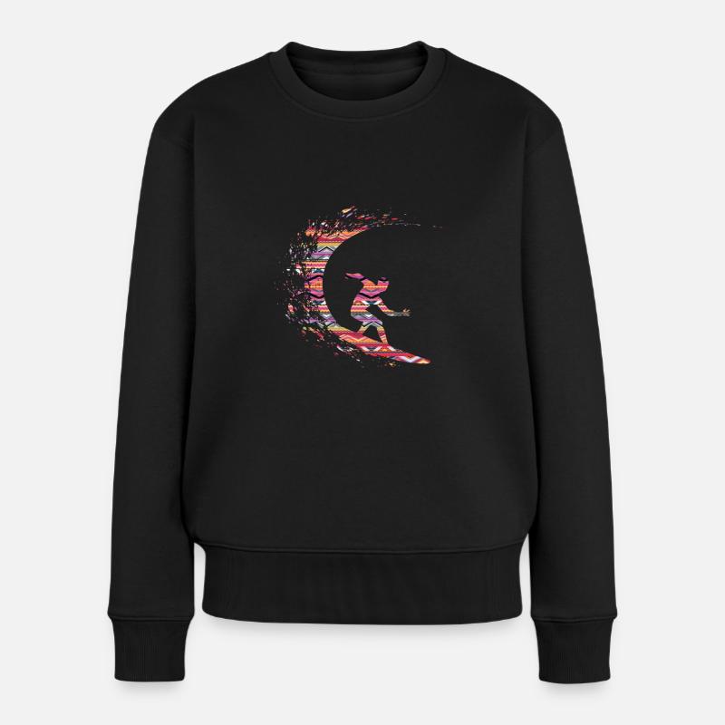 Vague de surfeur abstrait - Pull Premium bio Femme - noir