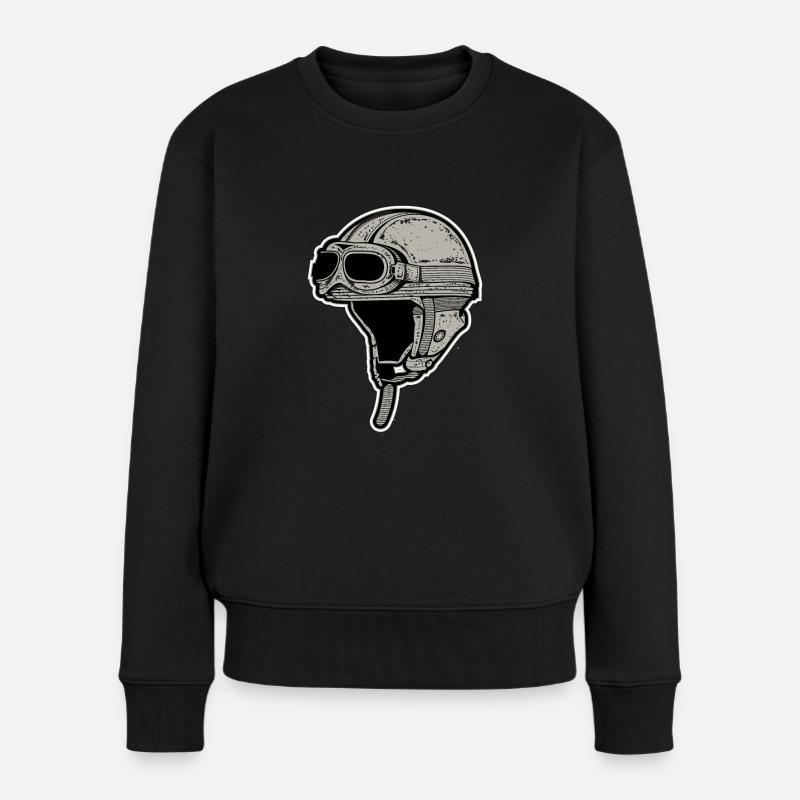 Motorrad Helm Mofa - Frauen Premium Bio Pullover - Schwarz