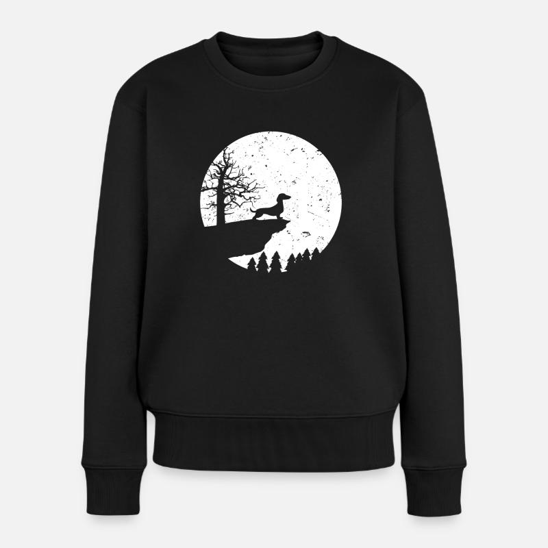 Hunde Dackel Hund Mond - Frauen Premium Bio Pullover - Schwarz