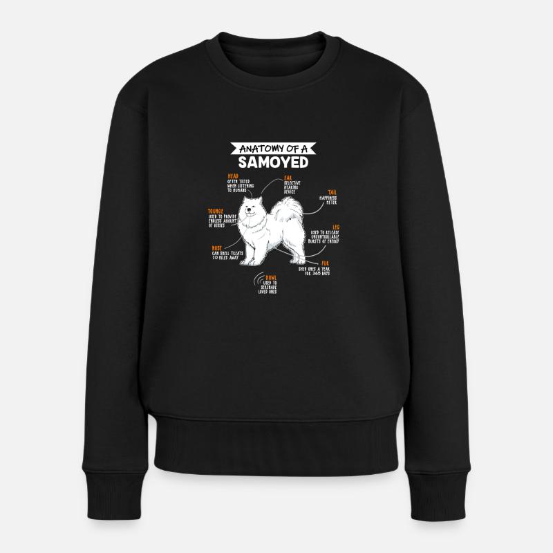 Samojede Anatomie Hunde Geschenk - Frauen Premium Bio Pullover - Schwarz