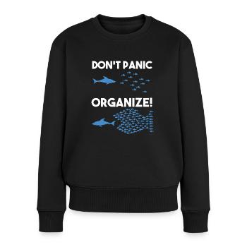 Don't panic organize shoal of shark fish - Women's Premium Organic Jumper - black - Front - Julia (174cm)