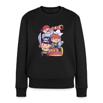 Pirate children friends skull sea - Women's Premium Organic Jumper - black - Front - Julia (174cm)