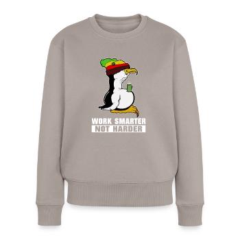 Linux Pinguin Kaffeepause Rasta Informatik PC Nerd - Frauen Premium Bio Pullover - Taupe - Vorne - Julia (174cm)