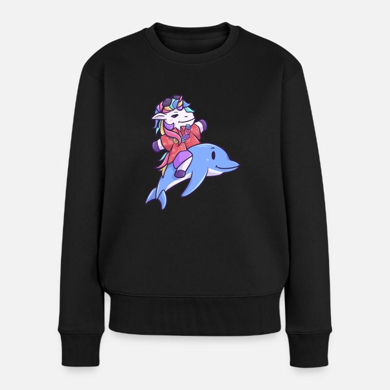 Hawaii licorne dauphin vacances été - Pull Premium bio Femme - noir