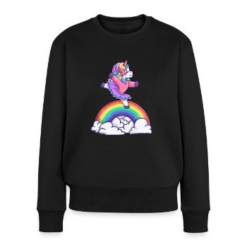 Ballerina Einhorn Mädchen tanzen Unicorn - Frauen Premium Bio Pullover - Schwarz - Vorne - Julia (174cm)