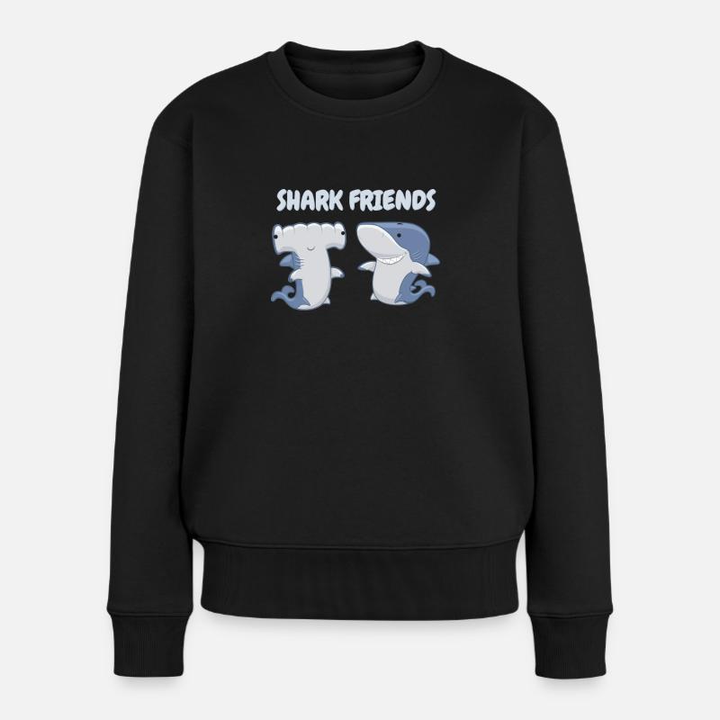 Shark Friends Hai Haifisch Geschenk - Frauen Premium Bio Pullover - Schwarz