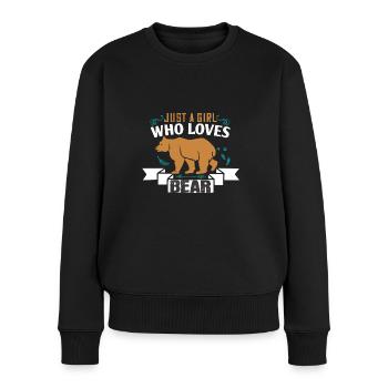Ours disant - slogan ours - fille aime ours - Pull Premium bio Femme - noir - Devant - Julia (174cm)