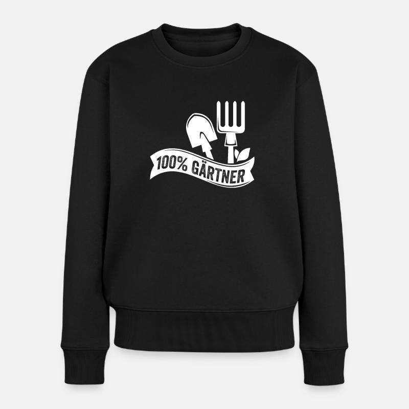 100% GÄRTNER - Frauen Premium Bio Pullover - Schwarz