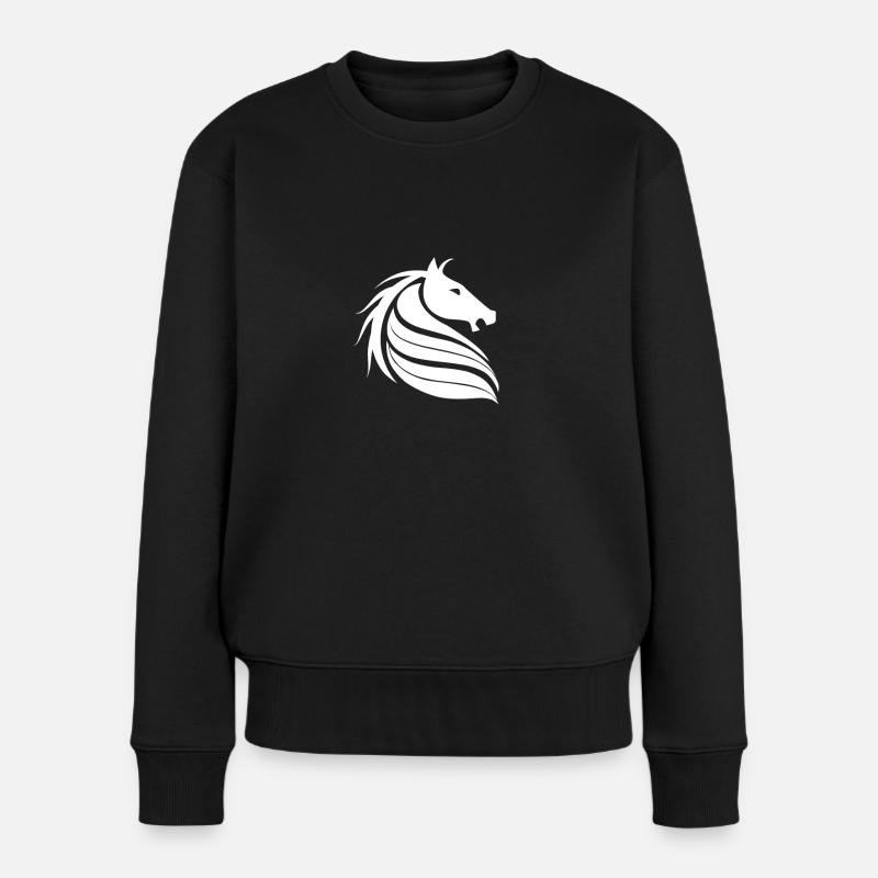 Pferd Pferde Süß Reiten Geschenk - Frauen Premium Bio Pullover - Schwarz