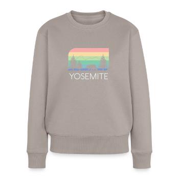 Yosemite California National Park Retro Vintage - Frauen Premium Bio Pullover - Taupe - Vorne - Julia (174cm)