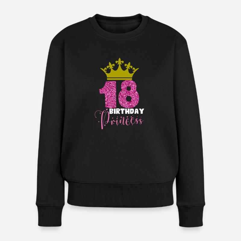18 Geburtstag Mädchen Princess - Frauen Premium Bio Pullover - Schwarz
