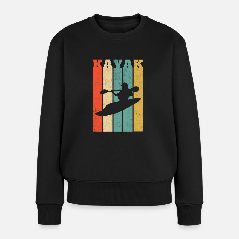 Vertikale Streifen des Wildwasserkajaks - Frauen Premium Bio Pullover - Schwarz
