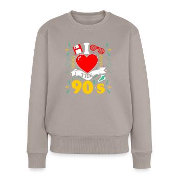 Rétro I Love 90s Outfit Heart Party Gifts - Pull Premium bio Femme - taupe - Devant - Julia (174cm)