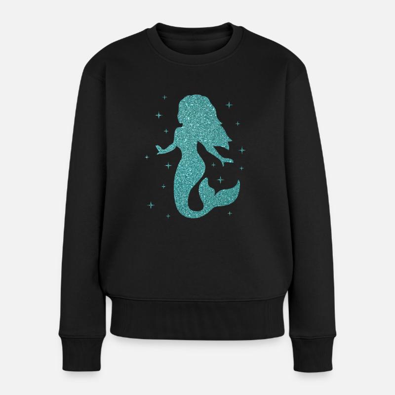 Meerjungfrau Damen Mädchen Geschenk Glitzer Nixe - Frauen Premium Bio Pullover - Schwarz