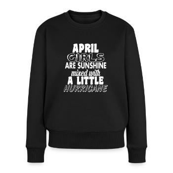 im April geboren / Geburtstag April - Frauen Premium Bio Pullover - Schwarz - Vorne - Julia (174cm)