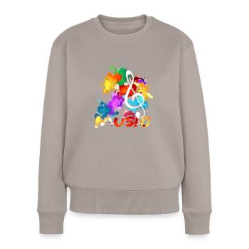 Notenschlüssel Musiker Komponist - Frauen Premium Bio Pullover - Taupe - Vorne - Julia (174cm)