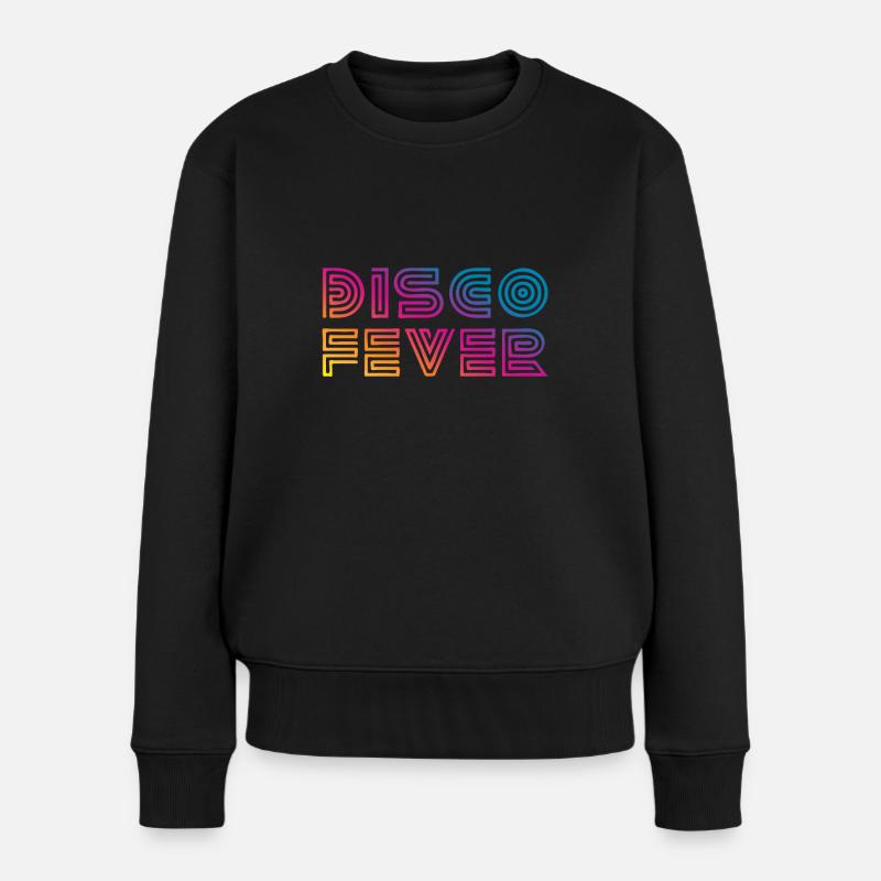 Disco Fever Retro - Frauen Premium Bio Pullover - Schwarz