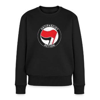 Antifaschistische Flagge Antifa - Antirassismus Antifaschist - Frauen Premium Bio Pullover - Schwarz - Vorne - Julia (174cm)