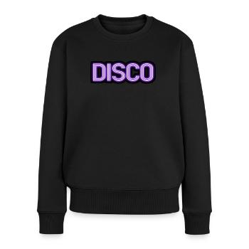 disco neon sign vintage Design - Frauen Premium Bio Pullover - Schwarz - Vorne - Julia (174cm)