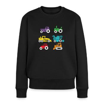 Children's excavator tractor agriculture construction site - Women's Premium Organic Jumper - black - Front - Julia (174cm)