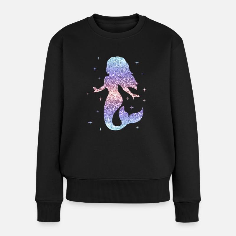 Meerjungfrau Frauen Mädchen Geschenk Nixe Glitzer - Frauen Premium Bio Pullover - Schwarz