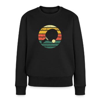 Retro Style Tischtennis, Tischtennis - Frauen Premium Bio Pullover - Schwarz - Vorne - Julia (174cm)