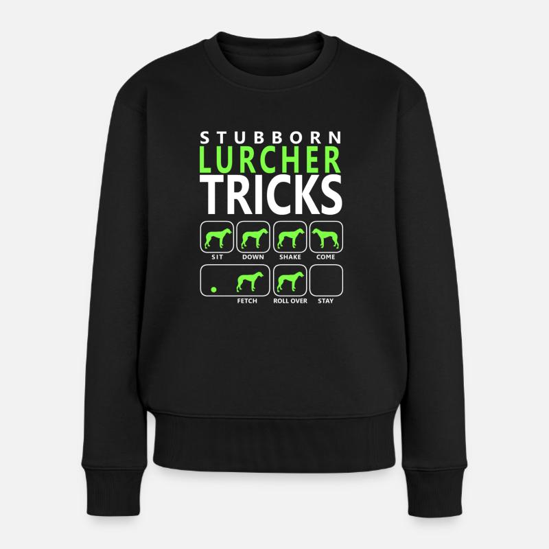 Hartnäckige Lurcher-Tricks - Frauen Premium Bio Pullover - Schwarz