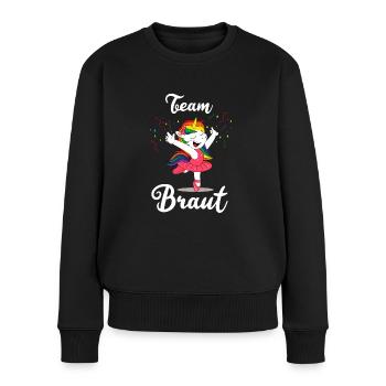 Team Braut JGA Bride Einhorn - Frauen Premium Bio Pullover - Schwarz - Vorne - Julia (174cm)