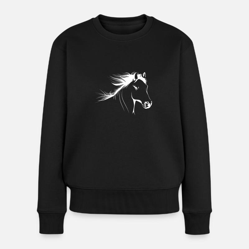 Pferde - Frauen Premium Bio Pullover - Schwarz
