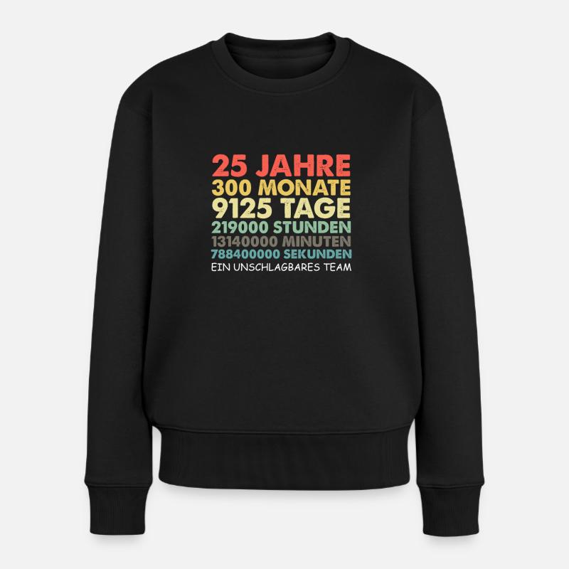 Silberhochzeit Geschenk 25 Jahre Hochzeitstag Zahl - Frauen Premium Bio Pullover - Schwarz