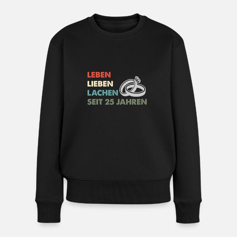 Silberhochzeit Geschenk 25 Jahre Hochzeitstag - Frauen Premium Bio Pullover - Schwarz