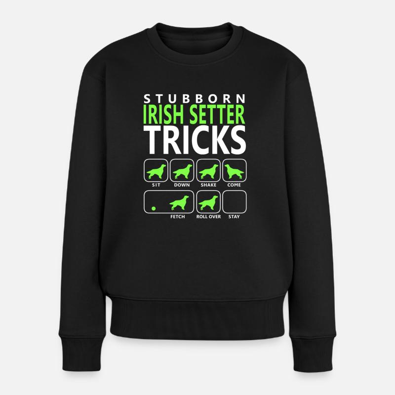Hartnäckige Irish Setter Tricks - Frauen Premium Bio Pullover - Schwarz