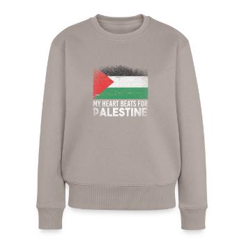 Palestine heart politics - Women's Premium Organic Jumper - taupe - Front - Julia (174cm)