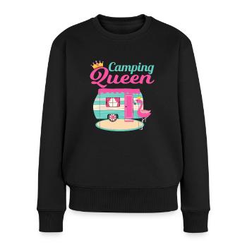 Camping Queen Camping Fan Flamingo and Crown - Pull Premium bio Femme - noir - Devant - Julia (174cm)