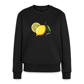 Zitrone Gelbe Frucht Obst Gesundes Essen - Frauen Premium Bio Pullover - Schwarz - Vorne - Julia (174cm)