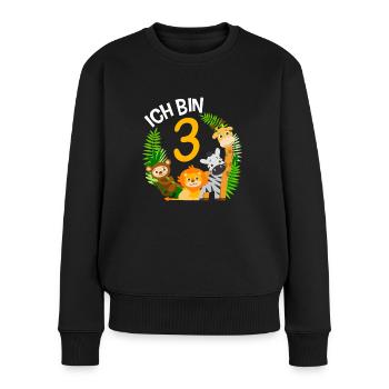 3. Geburtstag Geburtstagsshirt Dschungel Dritter - Frauen Premium Bio Pullover - Schwarz - Vorne - Julia (174cm)