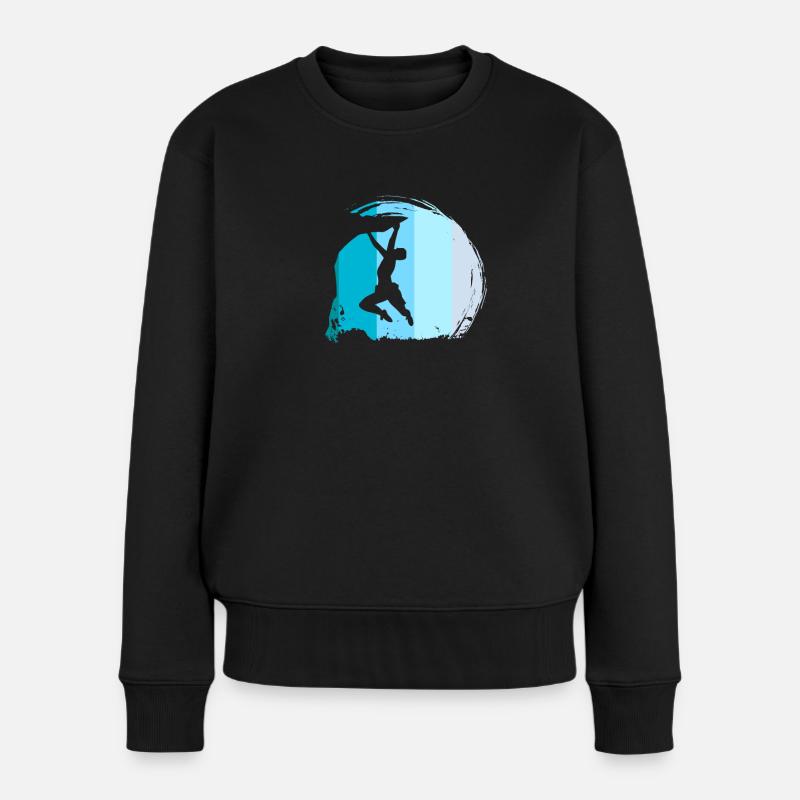 Klettern Kletterer Boulderer Retro - Frauen Premium Bio Pullover - Schwarz