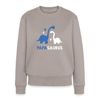 Papasaurus cadeau pour cadeau d'anniversaire père - Pull Premium bio Femme - taupe - Devant - Julia (174cm)