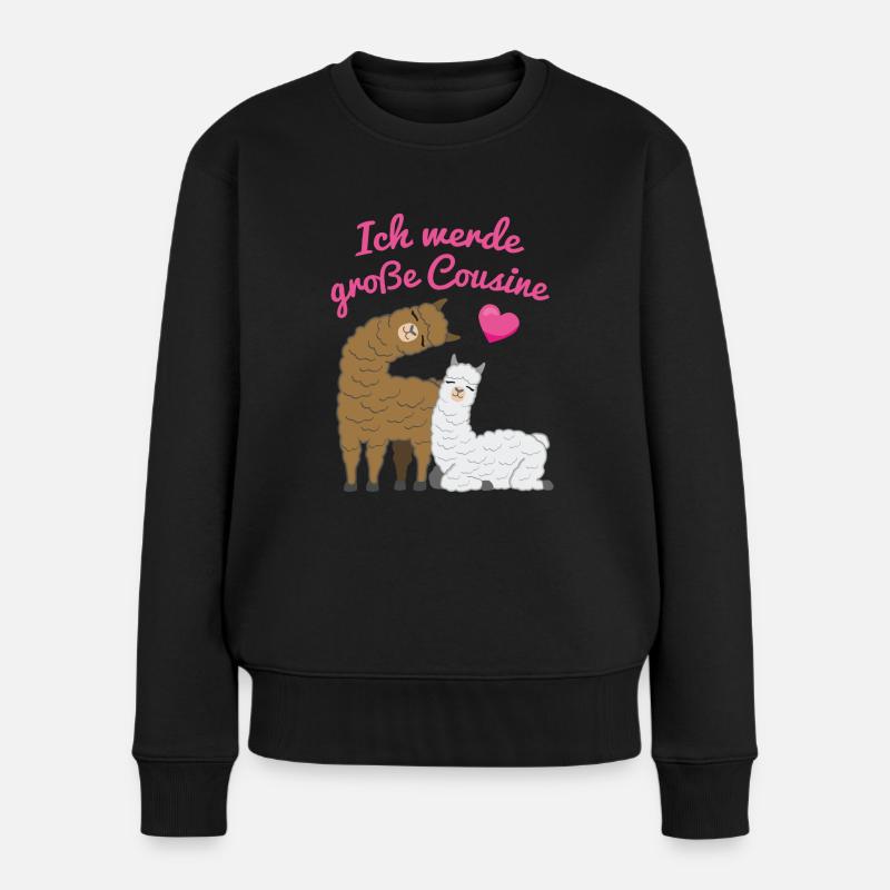 Ich Werde Große Cousine Lama Alpaka Geschenk - Frauen Premium Bio Pullover - Schwarz