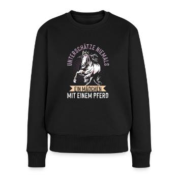Pferd Reitersprüche Mädchen - Frauen Premium Bio Pullover - Schwarz - Vorne - Julia (174cm)