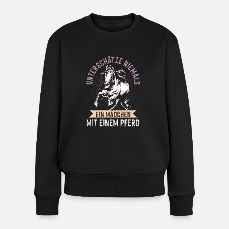 Pferd Reitersprüche Mädchen - Frauen Premium Bio Pullover - Schwarz