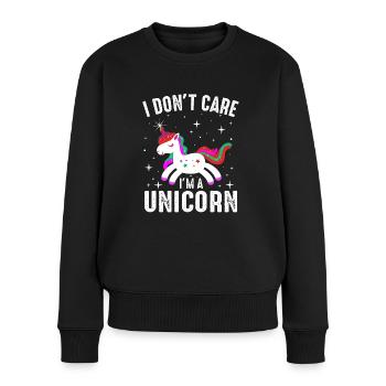 JE NE VEUX PAS DANS UNE LICORNE 01 - Pull Premium bio Femme - noir - Devant - Julia (174cm)